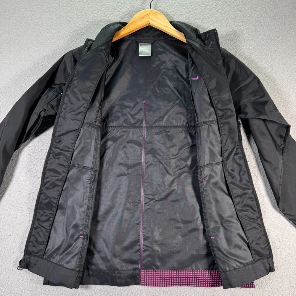 Vintage Nike Windbreaker‎ Jacket Women XL 16 Black Pink Padded Swoosh Sportswear